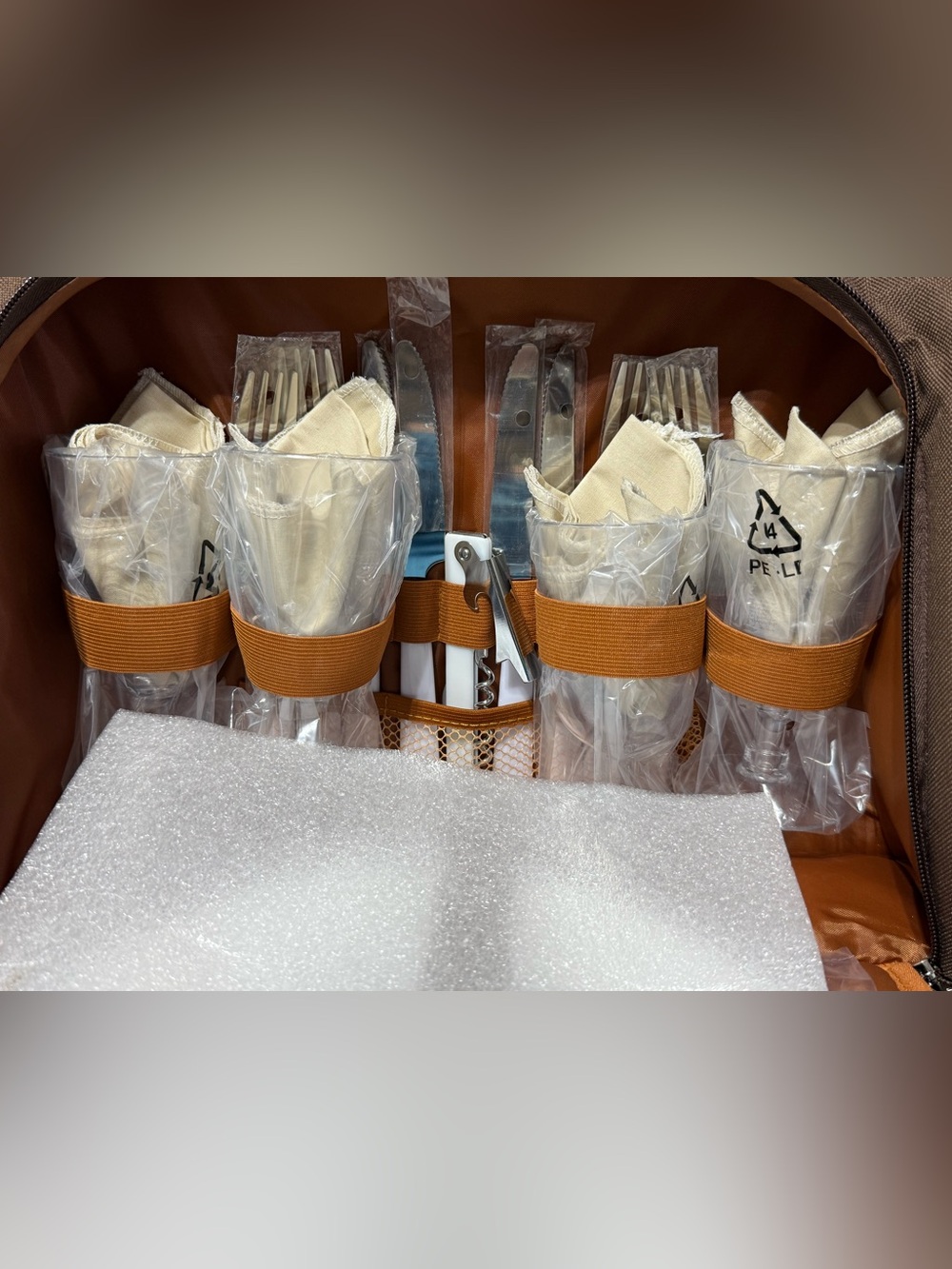 National Outdoor Living Two Tone Brown Picnic Cooler for Four new - Picture 2 of 7